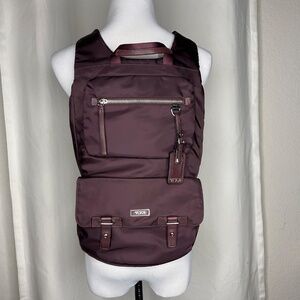 TUMI Voyageur Backpack Burgundy Nylon Leather Trim Travel Work Laptop Bag